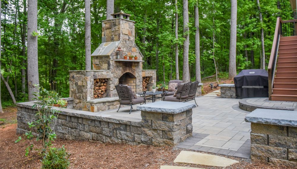 Paver Patio with Outdoor Fireplace | EcoGreen Landscaping