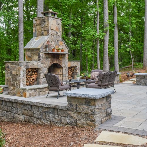 Paver Patio with Outdoor Fireplace | EcoGreen Landscaping