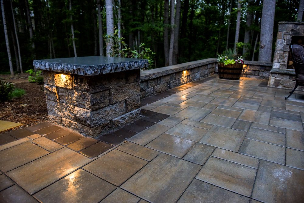 Paver Patio with Outdoor Fireplace EcoGreen Landscaping